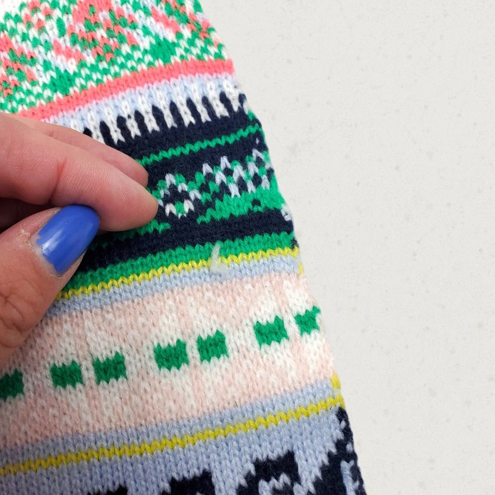 Gap Womens Multi Color Fair Isle Geometric Knit Winter Scarf One Size